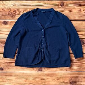 COS Women’s Small Black Cotton Knit Boxy 3/4 Sleeve Heavyweight Pocket Cardigan